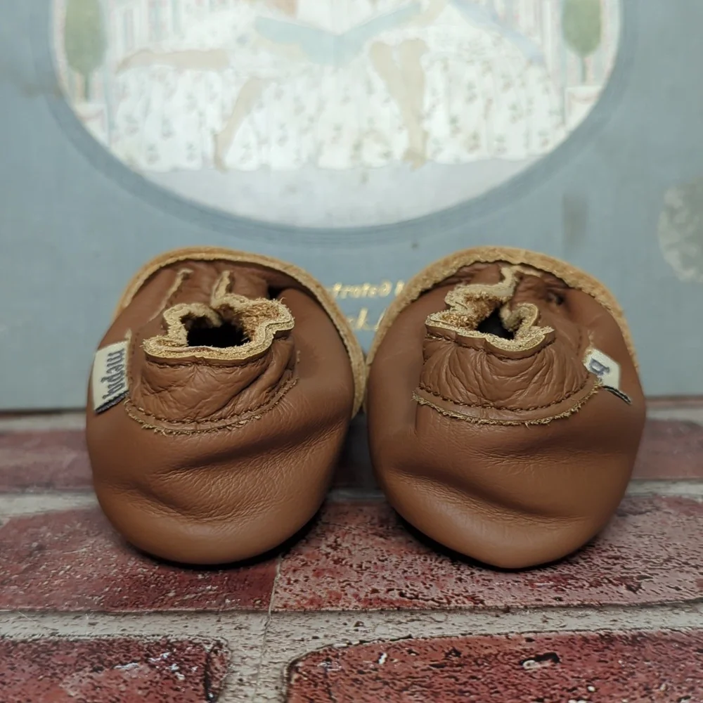Mepiq Brown Leather Baby Walker Shoes 6-12 Mos.